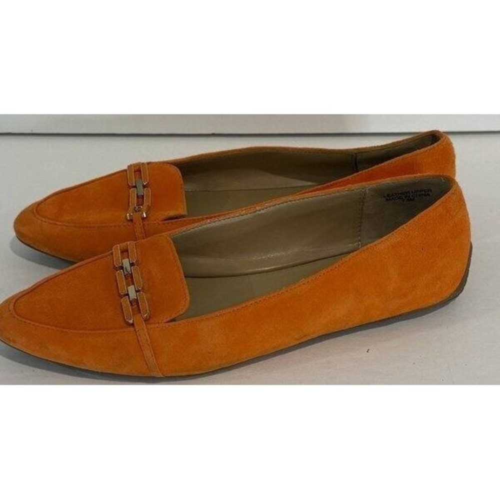 Talbots Francesca Link Suede Leather Driving Flats Orange Size 7.5 - Picture 8 of 12